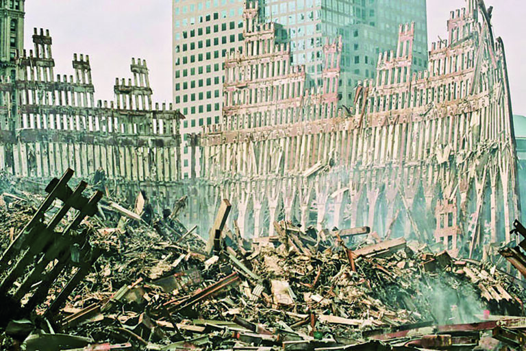 WTC-Wreckage-exterior_shell_of_south_tower